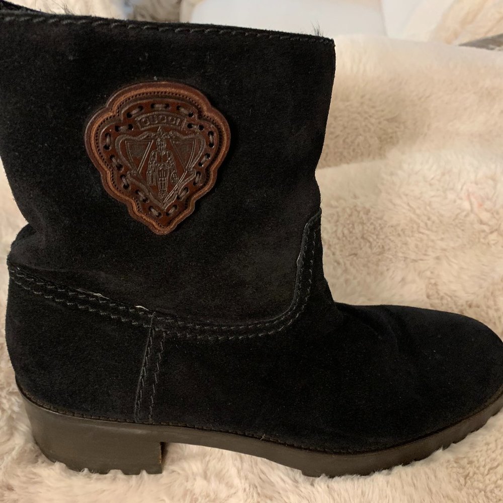 Gucci Suede Black Ladies Ankle Boots Size